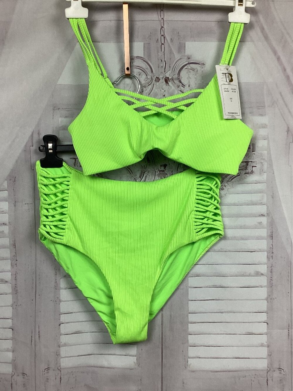TiniBikini Key Lime Green Bikini XL NWT